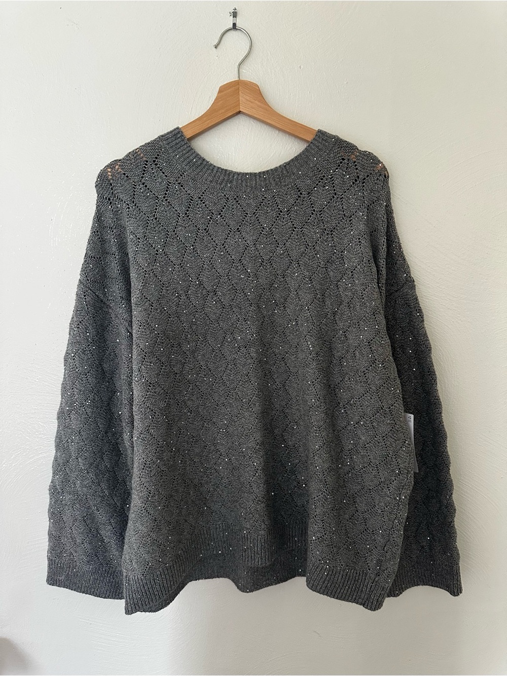 Liz Claiborne Charcoal Gray Knit Sweater with Sparkle